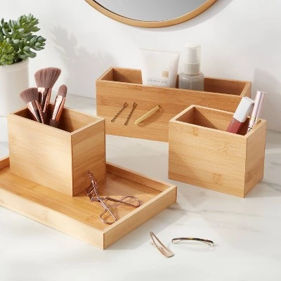 11.25" x 7" x 4.5" Modular Bamboo Vanity Organizer with Magnetic Strip - Brightroom™ 3 11.25" x 7" x 4.5" Modular Bamboo Vanity Organizer with Magnetic Strip - Brightroom™