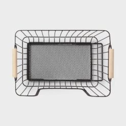 Metal Stackable Wire Pantry Basket with Rubber Wood Handle Black - Brightroom™ -Brightroom shop GUEST 1a862a6d 7ecd 48be a70e abbcffb40064