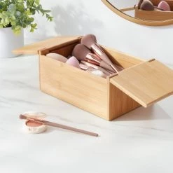 6" x 9" x 4" Rectangular Hinge Lid Bamboo Countertop Organizer - Brightroom™
