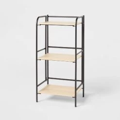 Folding 3 Shelf Black Metal with Natural Wood Shelves - Brightroom™ -Brightroom shop GUEST 4b8cbbf4 9cfe 459d 902c 89373ea5ae7e