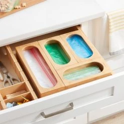 Bamboo Plastic Food Storage Bag Organizer Yellow - Brightroom™