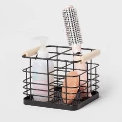 Divided Wire Caddy Basket with Wood Handle Black - Brightroom™ -Brightroom shop GUEST 6bb23216 c1ab 42fd bed4 f88573ca2fc5