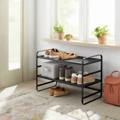 2 Tier Shoe Rack Metal Mesh - Brightroom™ Black