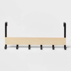 Large Over the Door Hook with Wood 6 Hooks - Brightroom™ Matte Black -Brightroom shop GUEST 6e3d4c8e 1b64 444c b060 7ff56ecf7122