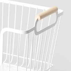 Metal Stackable Wire Pantry Basket with Rubber Wood Handle White - Brightroom™ 7 Metal Stackable Wire Pantry Basket with Rubber Wood Handle White - Brightroom™ -Brightroom shop GUEST 762ca60e 2f07 461f b615 3926ab6e8ad6
