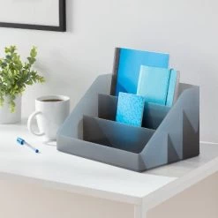 Large Plastic Desktop Organizer Dark Gray - Brightroom™