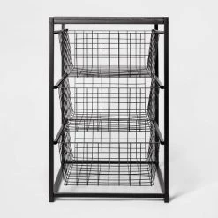 3 Drawer Organizer - Brightroom™ Black Metal With Natural Wood -Brightroom shop GUEST 909227e4 1396 4576 b95d 48c0138db29f