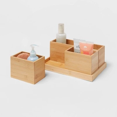 11.25" x 7" x 4.5" Modular Bamboo Vanity Organizer with Magnetic Strip - Brightroom™ 5 11.25" x 7" x 4.5" Modular Bamboo Vanity Organizer with Magnetic Strip - Brightroom™ - Image 3