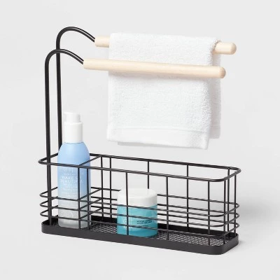 Wire Bath Caddy with Wood Hangbars Black - Brightroom™ 4 Wire Bath Caddy with Wood Hangbars Black - Brightroom™ - Image 2