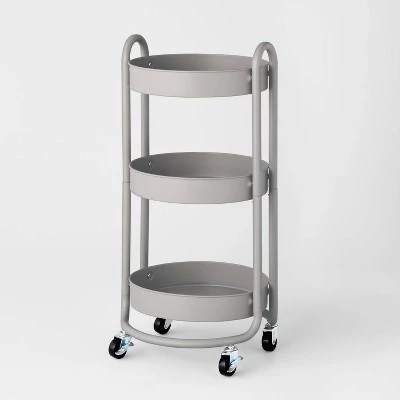 3 Tier Round Metal Utility Cart - Brightroom™ Gray 6 3 Tier Round Metal Utility Cart - Brightroom™ Gray - Image 4