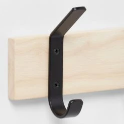 Mixed Material 4 Hooks Rail Matte Black on Light Wood - Brightroom™ -Brightroom shop GUEST aa622537 f279 4ac8 aa80 eb27cd969b60