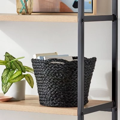 Round Braided Rafia Basket Black - Brightroom™ 3 Round Braided Rafia Basket Black - Brightroom™