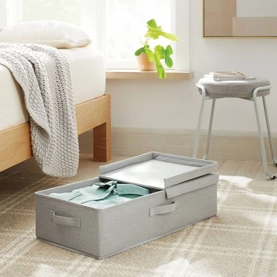 Underbed Fabric Bin with Lid Light Gray - Brightroom™ 3 Underbed Fabric Bin with Lid Light Gray - Brightroom™