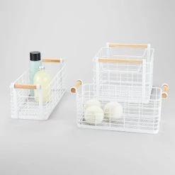 Rectangular Wire Natural Wood Handles Basket - Brightroom™ White -Brightroom shop GUEST cf74f9ae d5f3 45e4 b2fa ecc3ff35d094