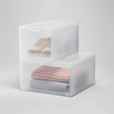 Stackable Large Bin Front Opening Clear Plastic - Brightroom™ 5 Stackable Large Bin Front Opening Clear Plastic - Brightroom™ - Image 3