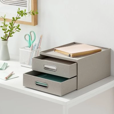 Canvas Desk Drawer Organizer - Brightroom™ Gray 3 Canvas Desk Drawer Organizer - Brightroom™ Gray