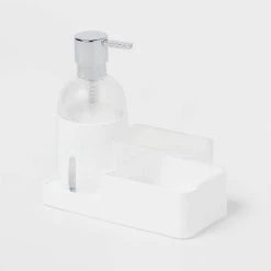 Plastic Soap Pump with Silicone Holder with Caddy & Tray White - Brightroom™ -Brightroom shop GUEST fe3b3583 6325 4ee8 a556 0b52d2159908